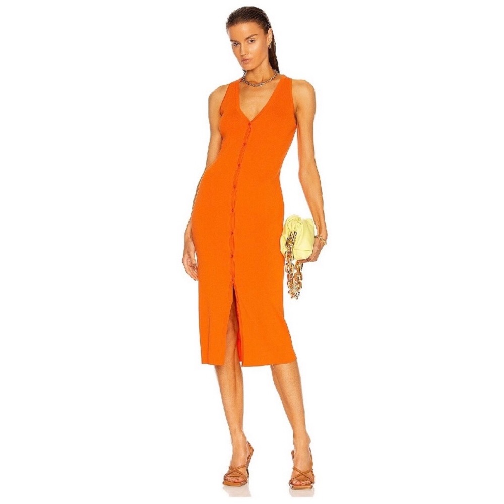L'AGENCE Julian Orange Knit Midi Dress XS